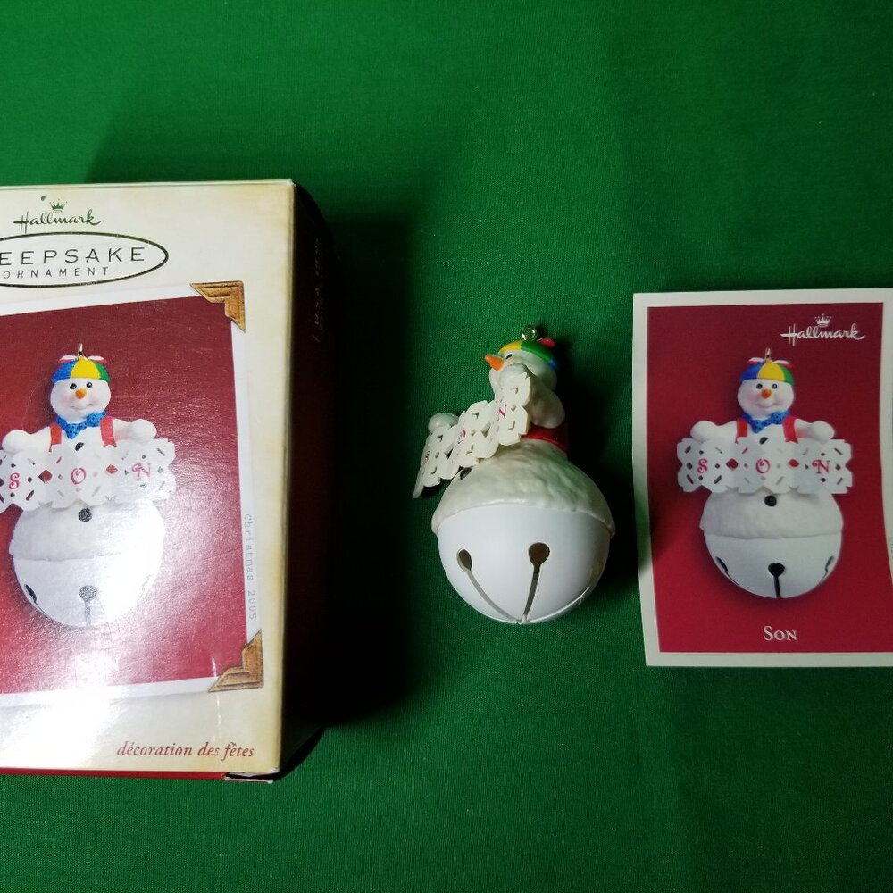 Hallmark Keepsake Son Bell Christmas Ornament Snowman Family 2005 Vintage